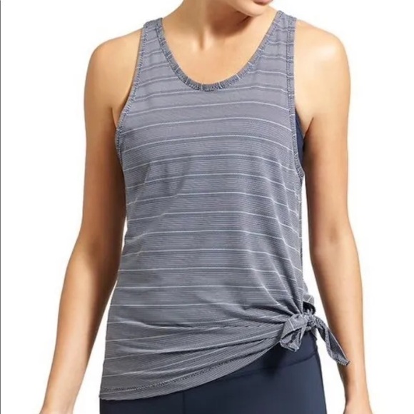 Athleta max out tank Sz large side knot grey stripe - Picture 6 of 6
